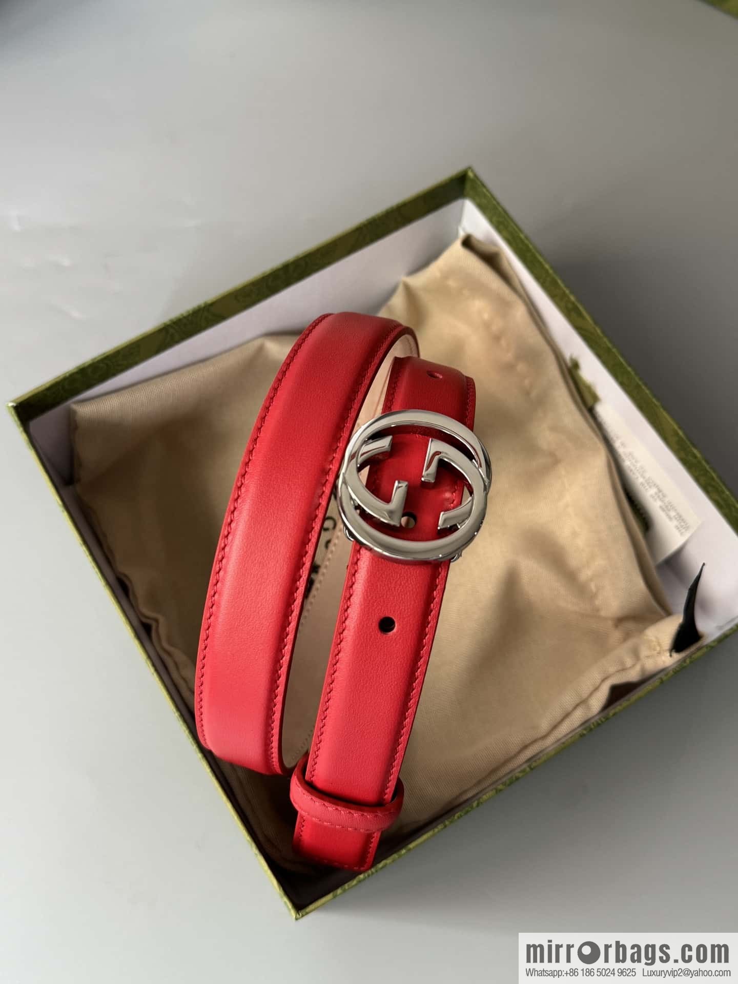 2024Gucci double G glossy button head, body double-sided first-layer calfskin 2.5cm belt