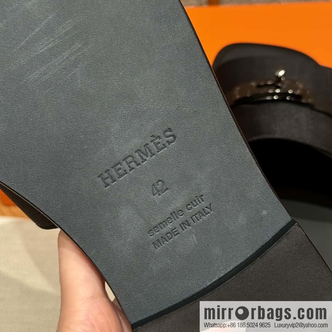 HERMES 183 GABRIEL men's sandals, black/ck89/Black calfskin/calfskin