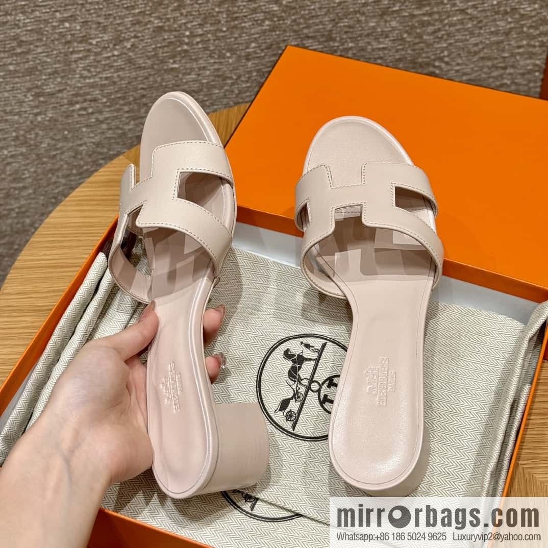 HERMES 185 Oasis High Heel Sandals, Petal Powder /Swift