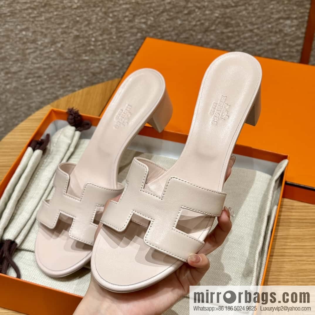 HERMES 185 Oasis High Heel Sandals, Petal Powder /Swift