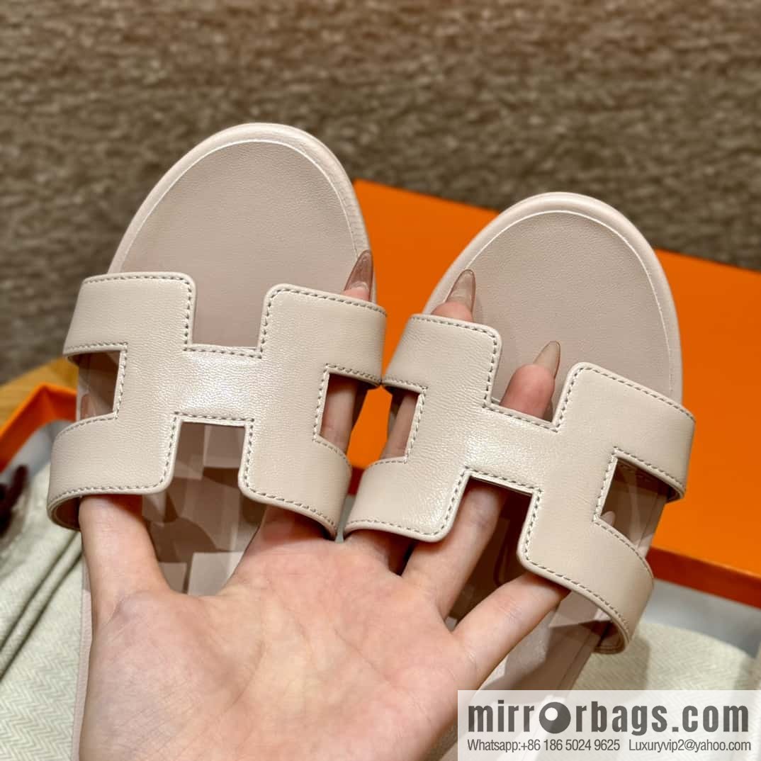 HERMES 185 Oasis High Heel Sandals, Petal Powder /Swift