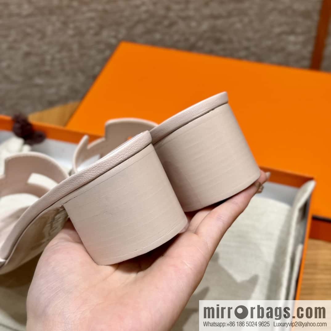 HERMES 185 Oasis High Heel Sandals, Petal Powder /Swift