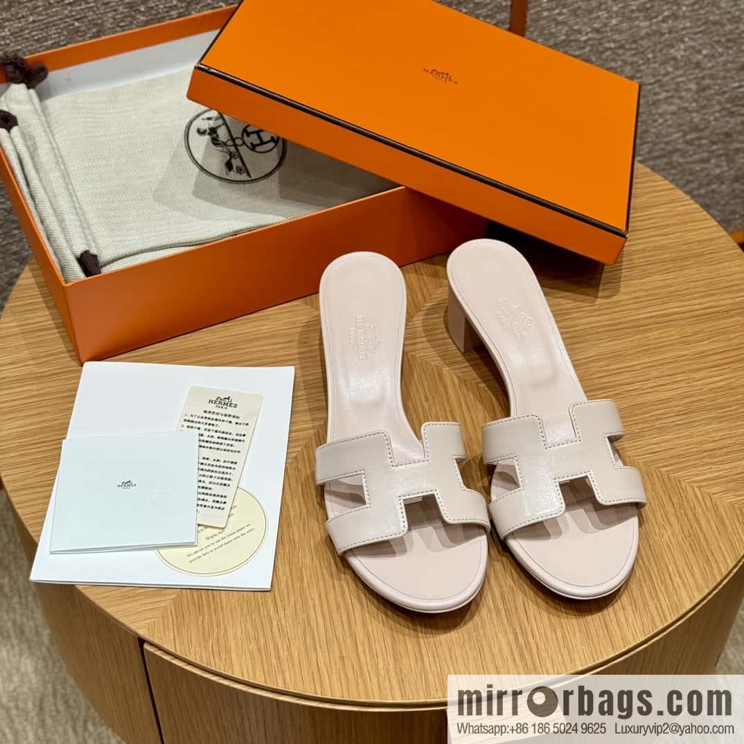 HERMES 185 Oasis High Heel Sandals, Petal Powder /Swift