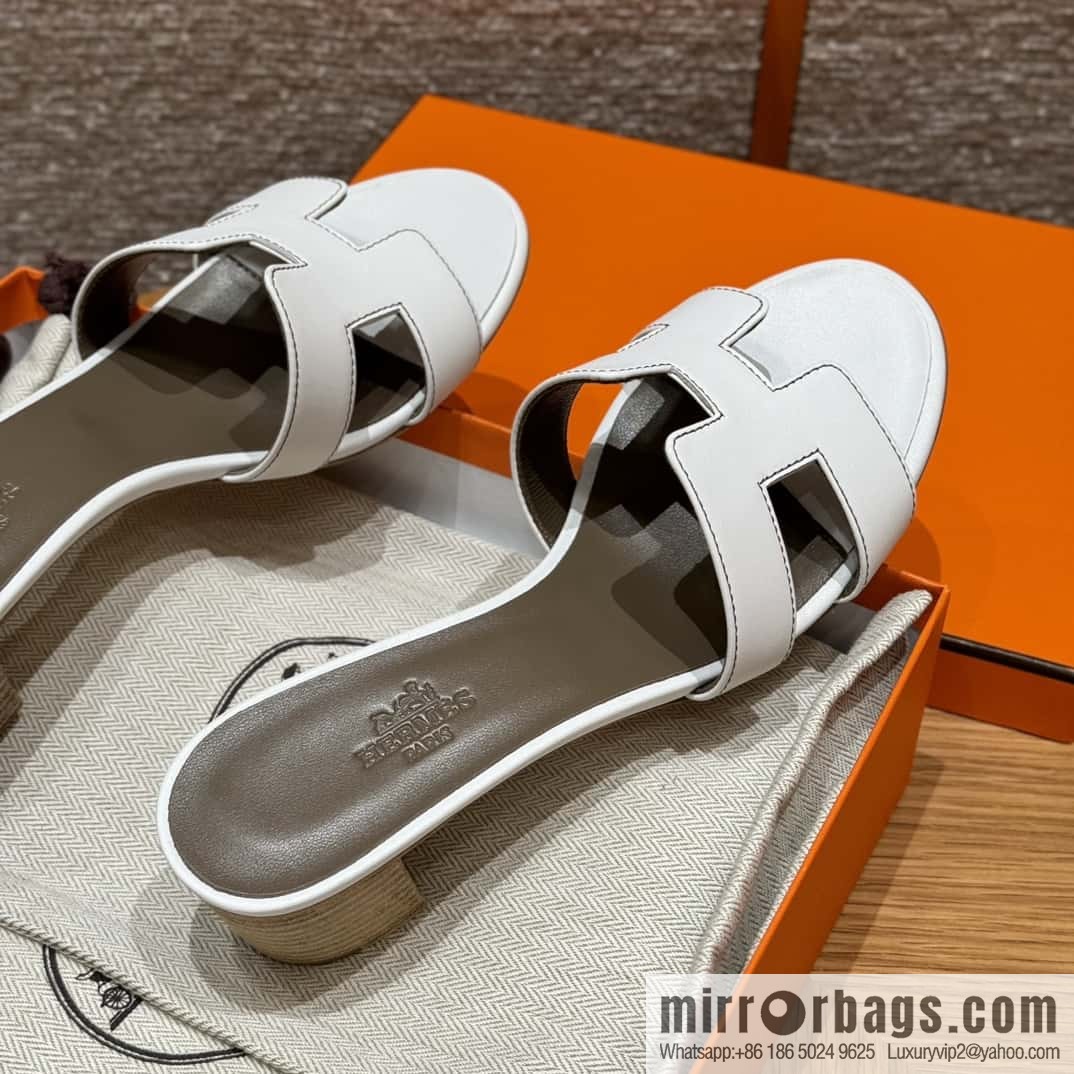 HERMES 185 Oasis High Heel Sandals, Pure White/01/Blanc /Swift