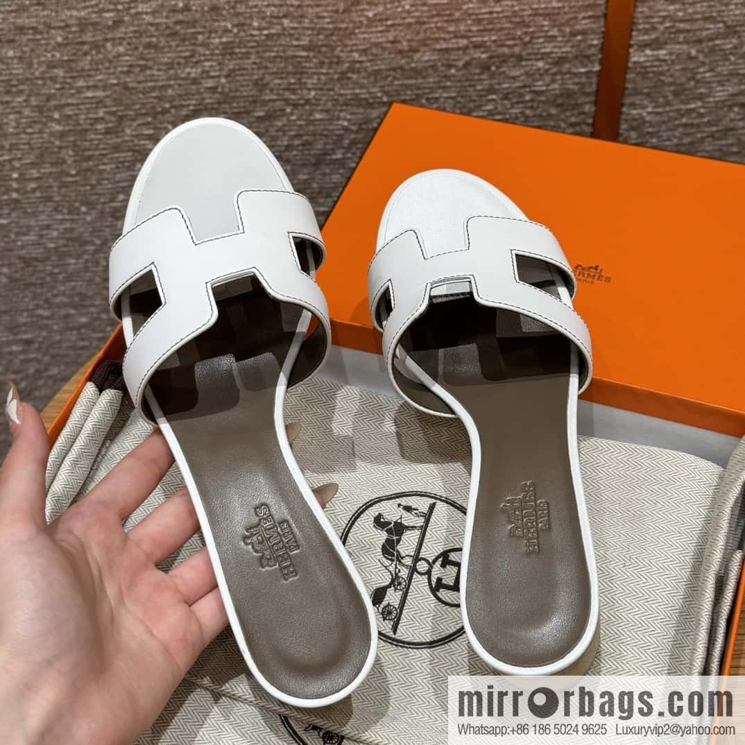 HERMES 185 Oasis High Heel Sandals, Pure White/01/Blanc /Swift