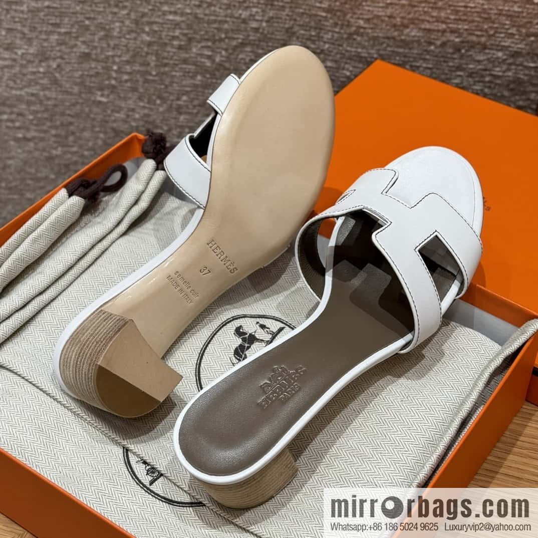 HERMES 185 Oasis High Heel Sandals, Pure White/01/Blanc /Swift