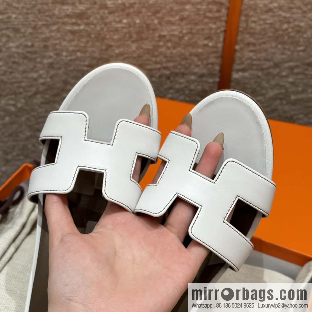 HERMES 185 Oasis High Heel Sandals, Pure White/01/Blanc /Swift