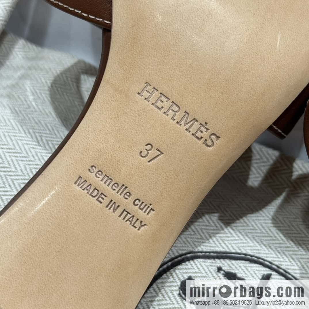 HERMES 185 Oasis High Heel Sandals, Saddle Red/OG/Rouge sellier /Swift