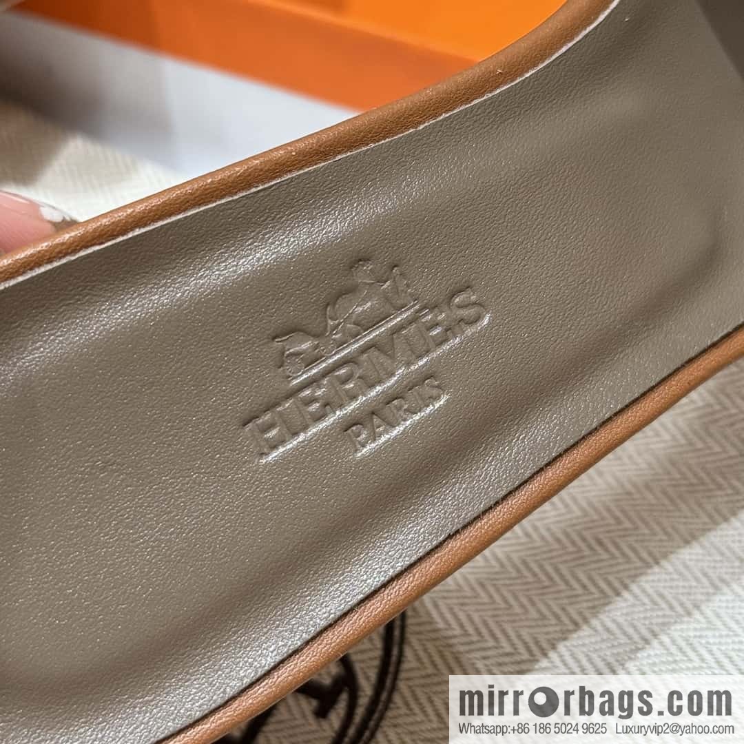 HERMES 185 Oasis high heel sandals, golden brown/ck37/gold plain /Swift