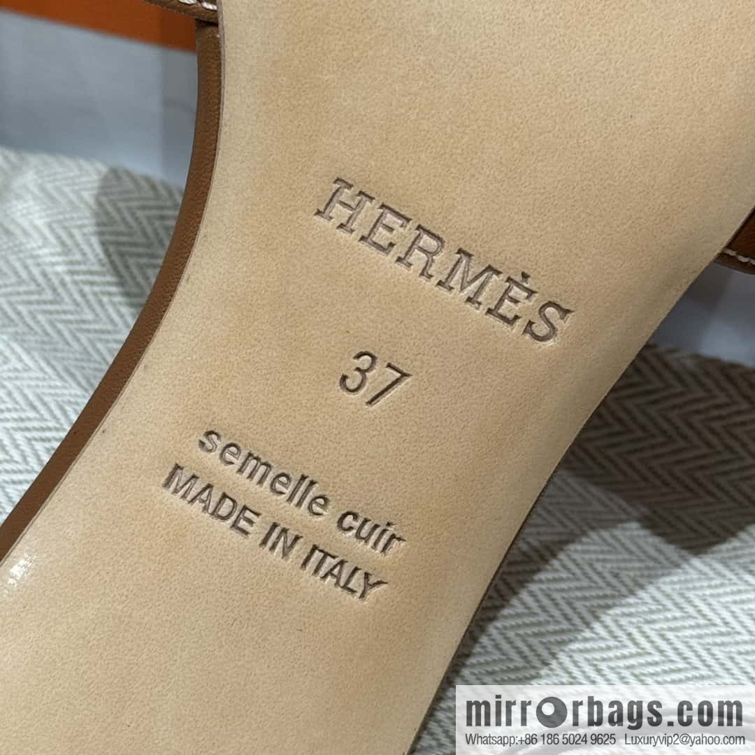 HERMES 185 Oasis high heel sandals, golden brown/ck37/gold plain /Swift