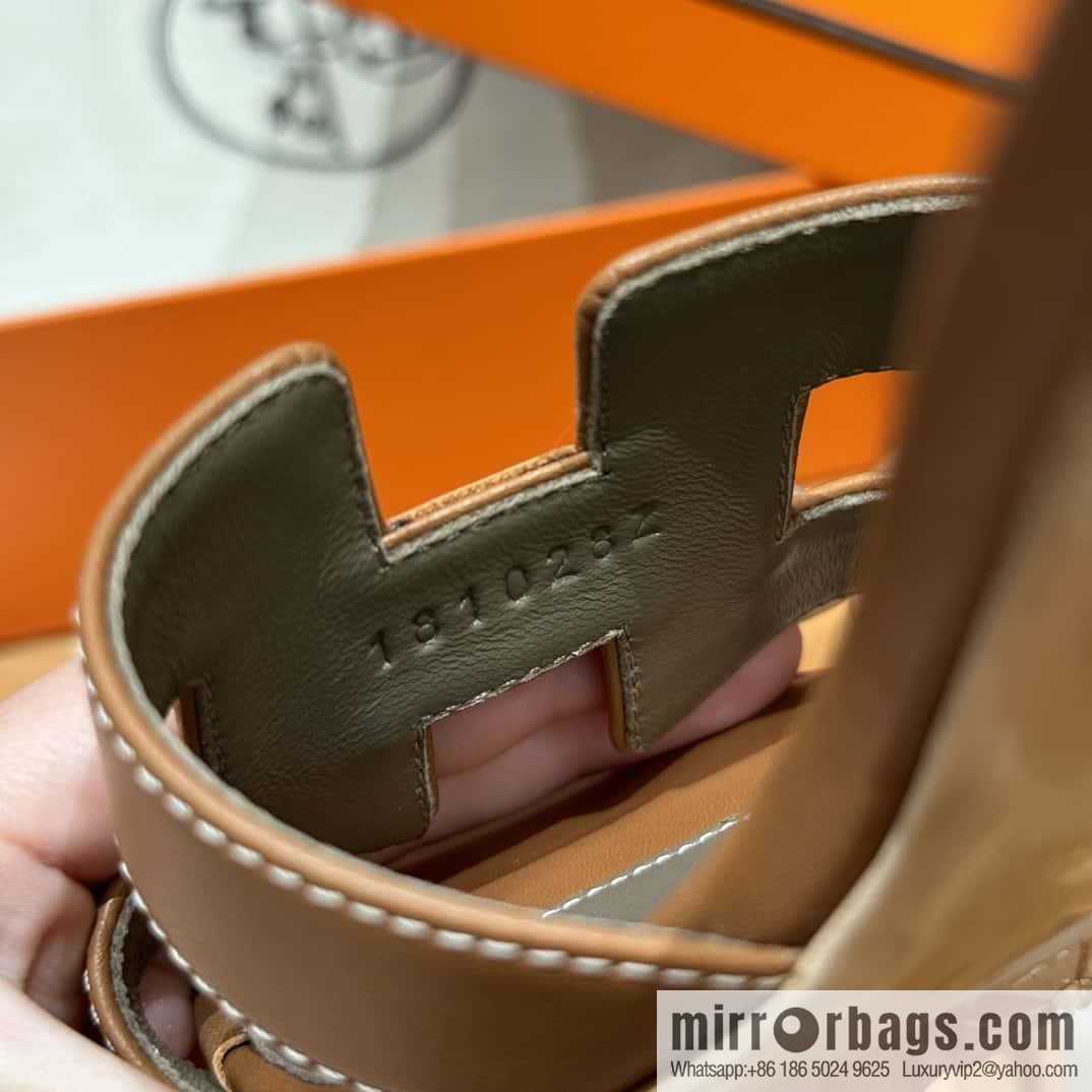HERMES 185 Oasis high heel sandals, golden brown/ck37/gold plain /Swift