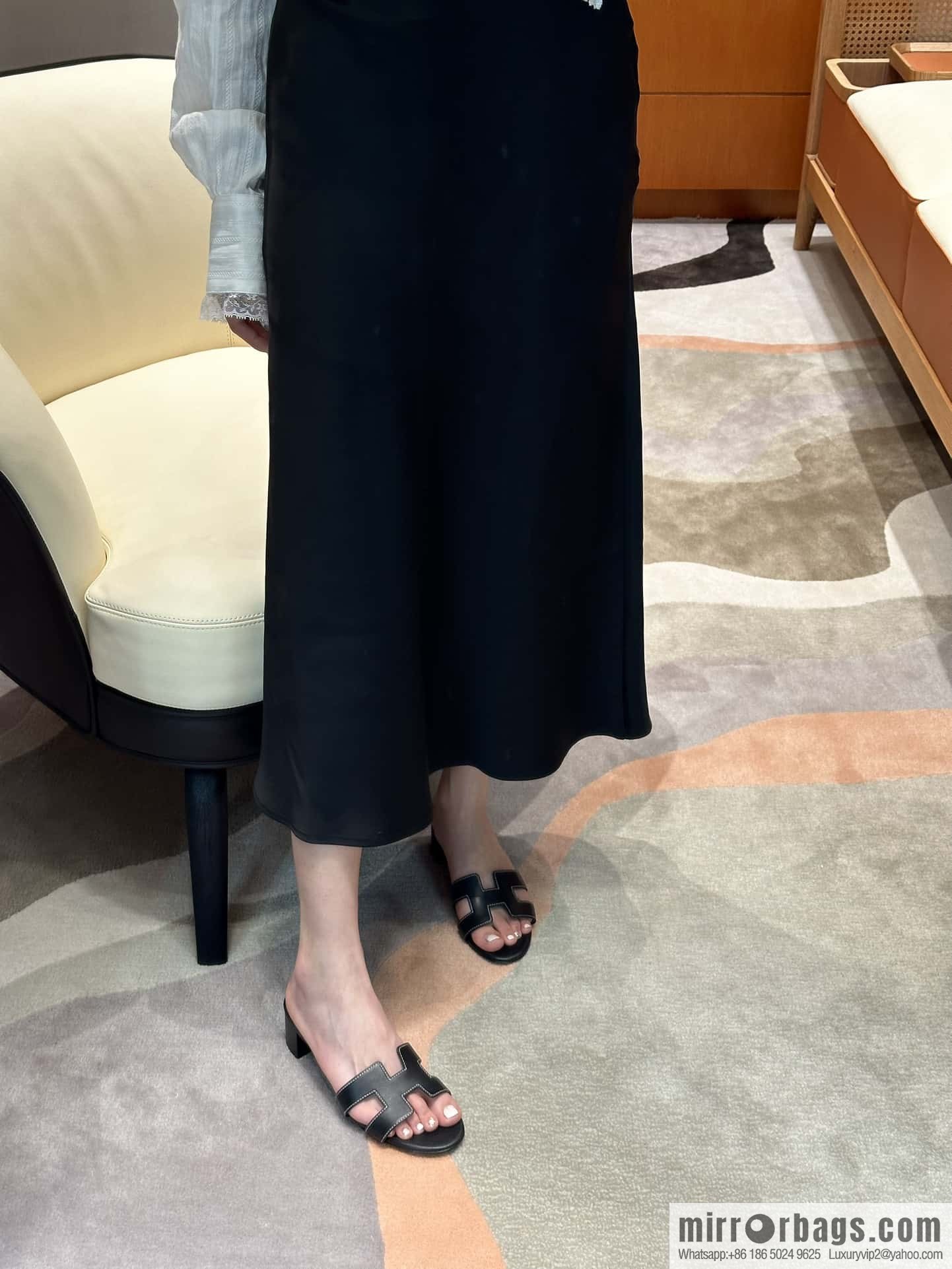 HERMES 185 Oasis High Heel Sandals, Black/ck89/noir /Swift