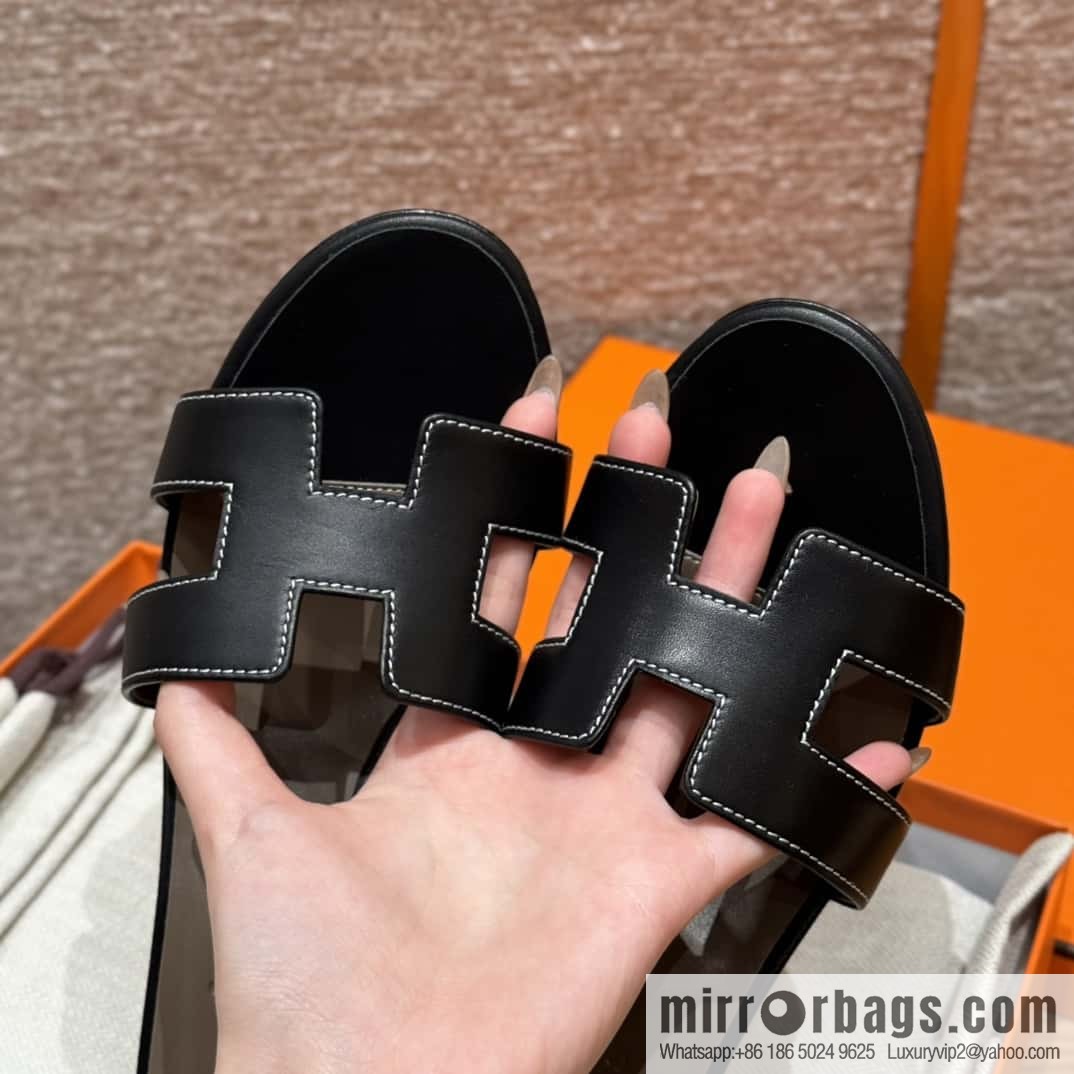HERMES 185 Oasis High Heel Sandals, Black/ck89/noir /Swift