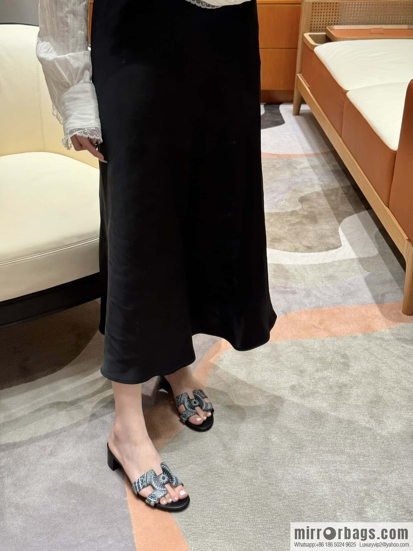 HERMES 185 Oasis High Heel Sandals, Black/ck89/noir /Swift