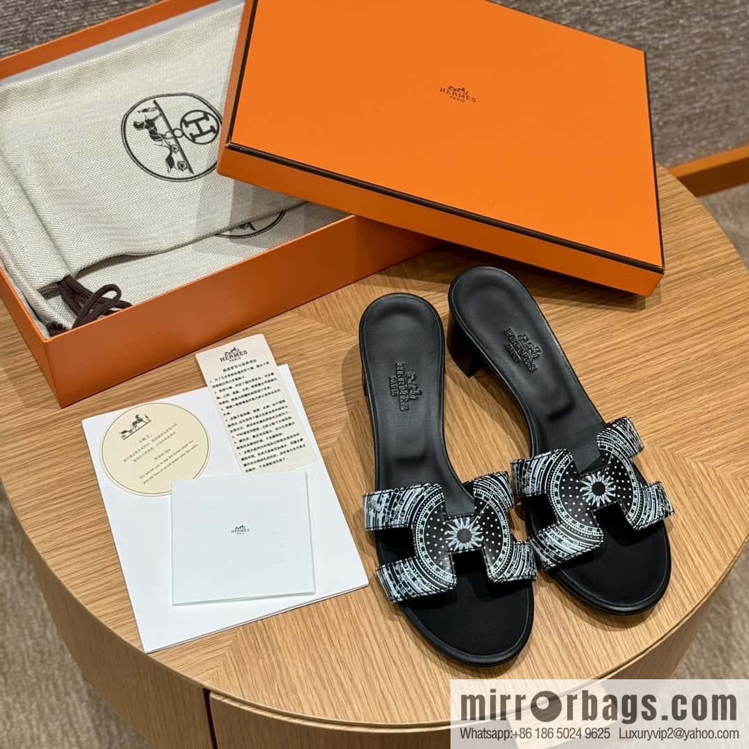 HERMES 185 Oasis High Heel Sandals, Black/ck89/noir /Swift