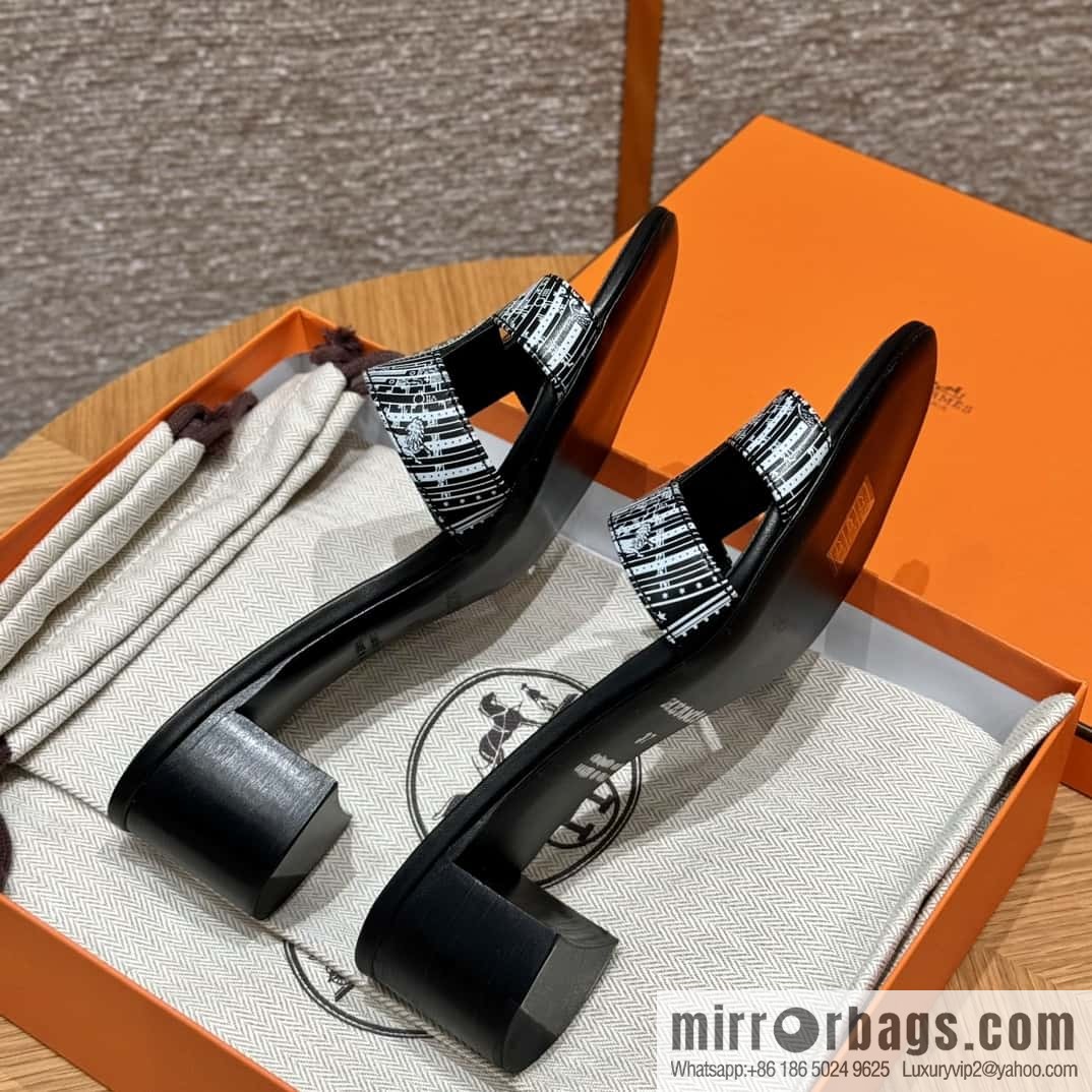 HERMES 185 Oasis High Heel Sandals, Black/ck89/noir /Swift