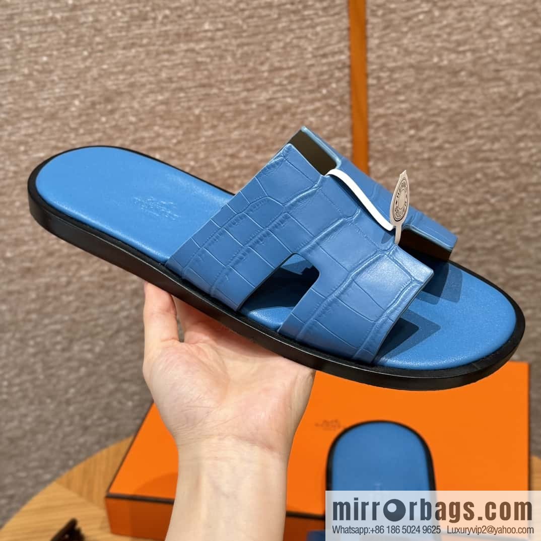 HERMES 182 -Lzmir Men's slippers, Florida blue/OF/with blue feet
