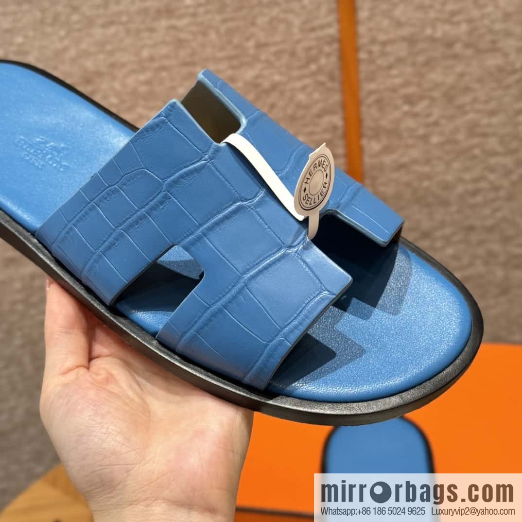 HERMES 182 -Lzmir Men's slippers, Florida blue/OF/with blue feet