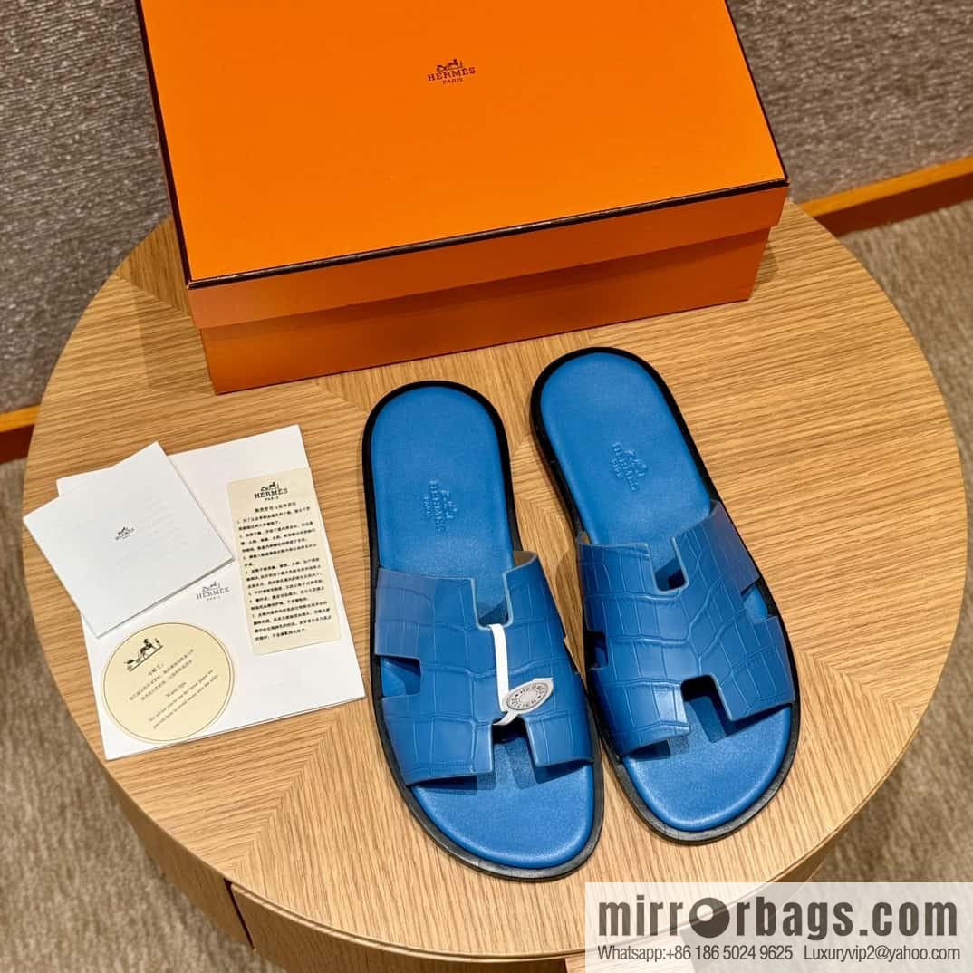 HERMES 182 -Lzmir Men's slippers, Florida blue/OF/with blue feet