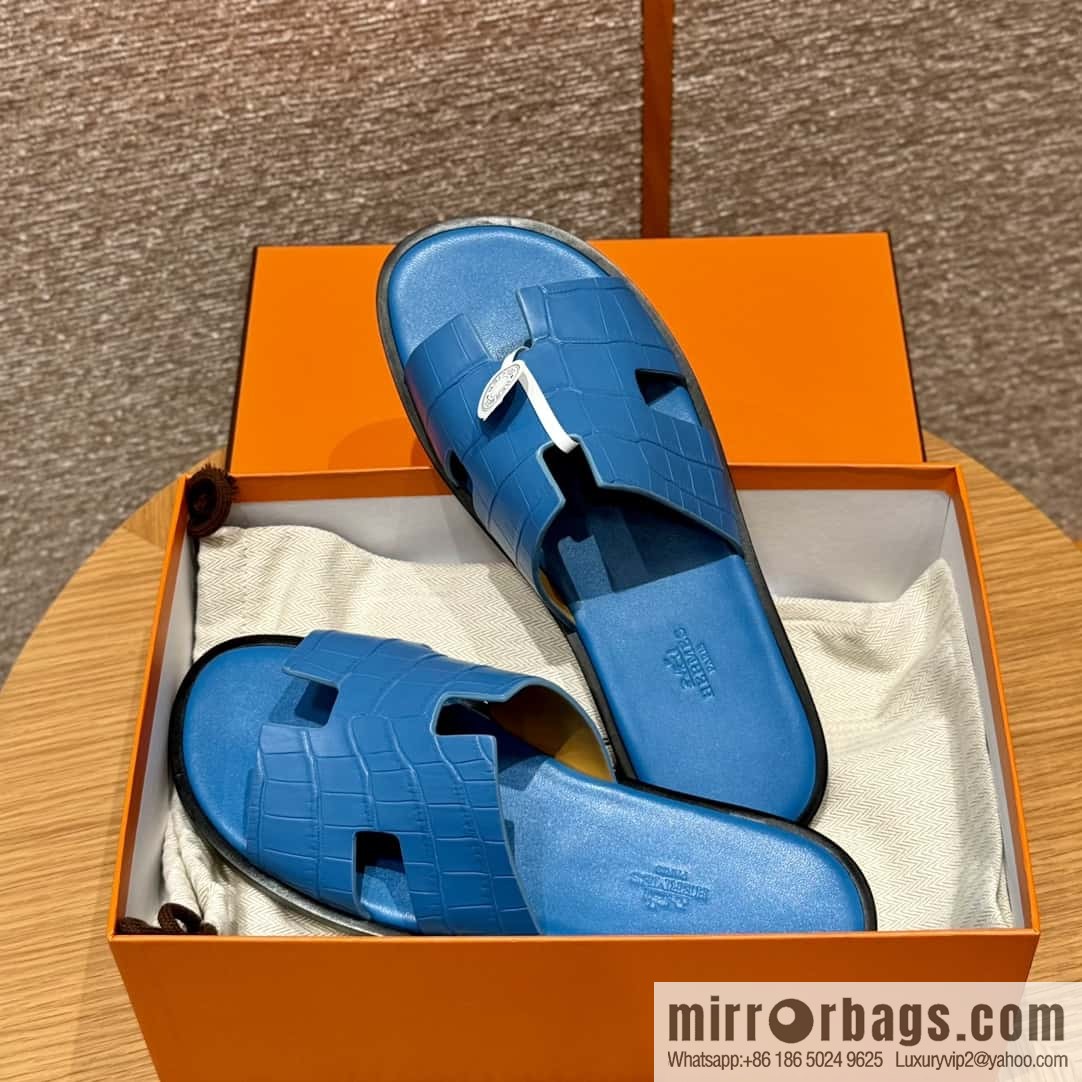HERMES 182 -Lzmir Men's slippers, Florida blue/OF/with blue feet