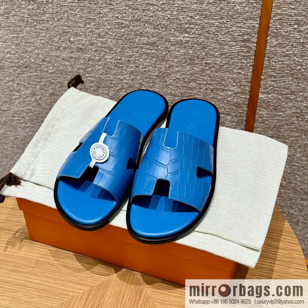 HERMES 182 -Lzmir Men's slippers, Florida blue/OF/with blue feet