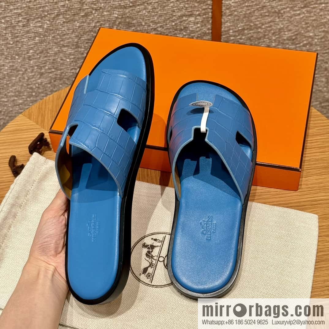 HERMES 182 -Lzmir Men's slippers, Florida blue/OF/with blue feet