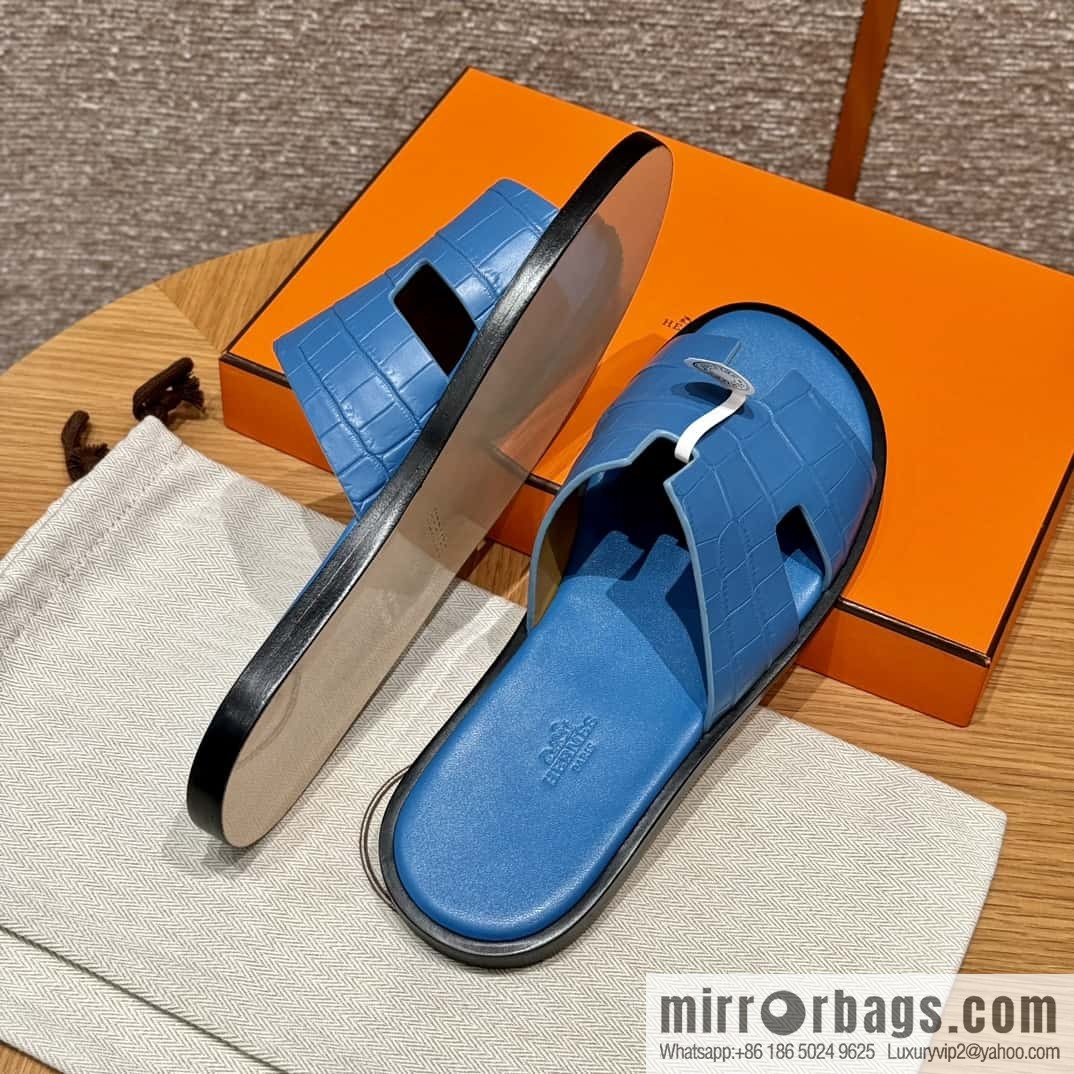 HERMES 182 -Lzmir Men's slippers, Florida blue/OF/with blue feet