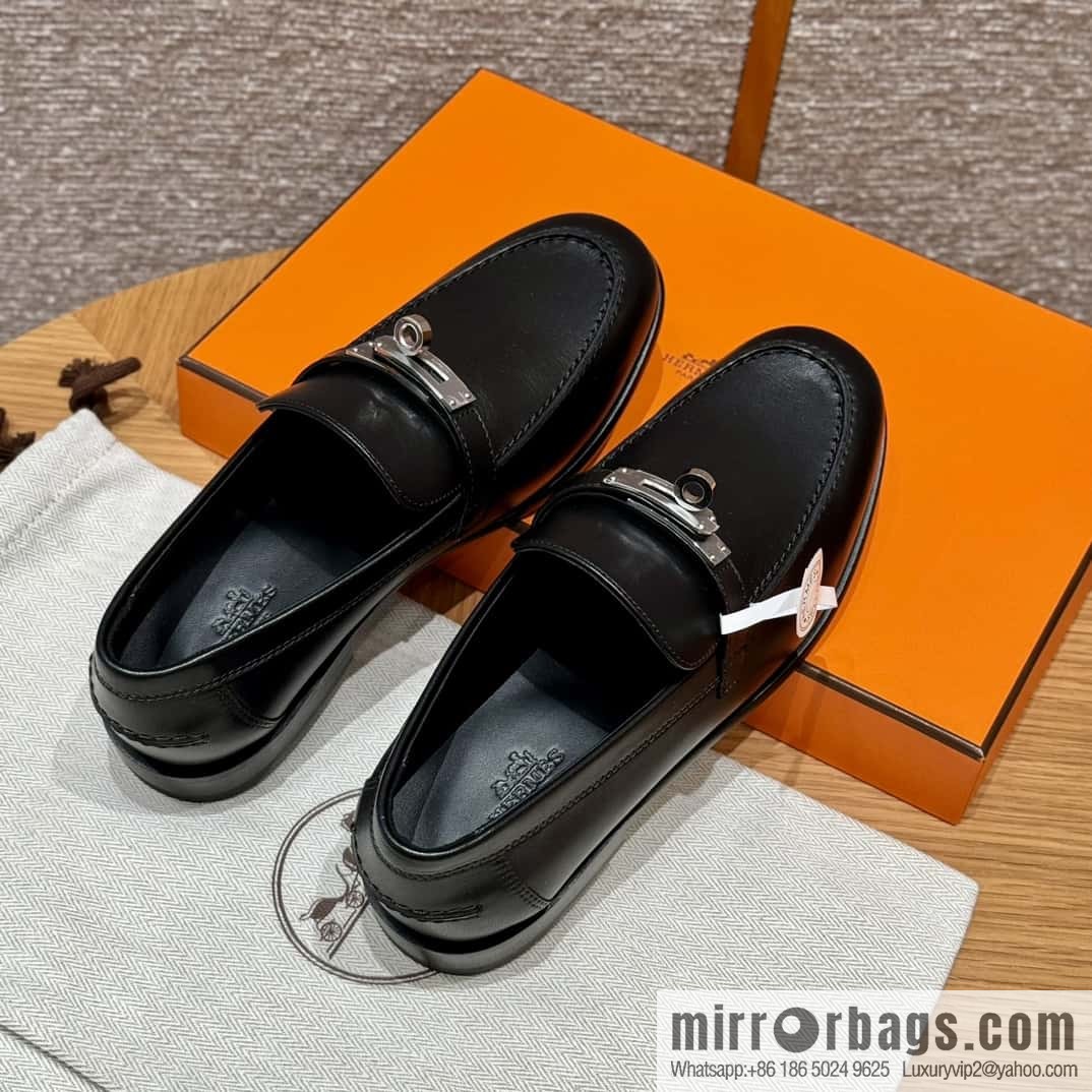HERMES 227Destin loafers, black/ck89/Black calfskin/calfskin
