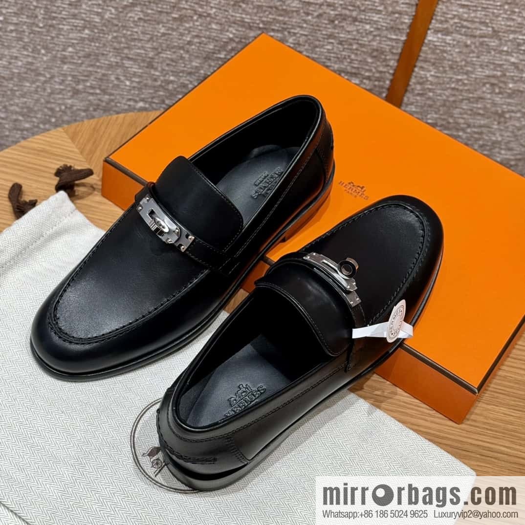 HERMES 227Destin loafers, black/ck89/Black calfskin/calfskin