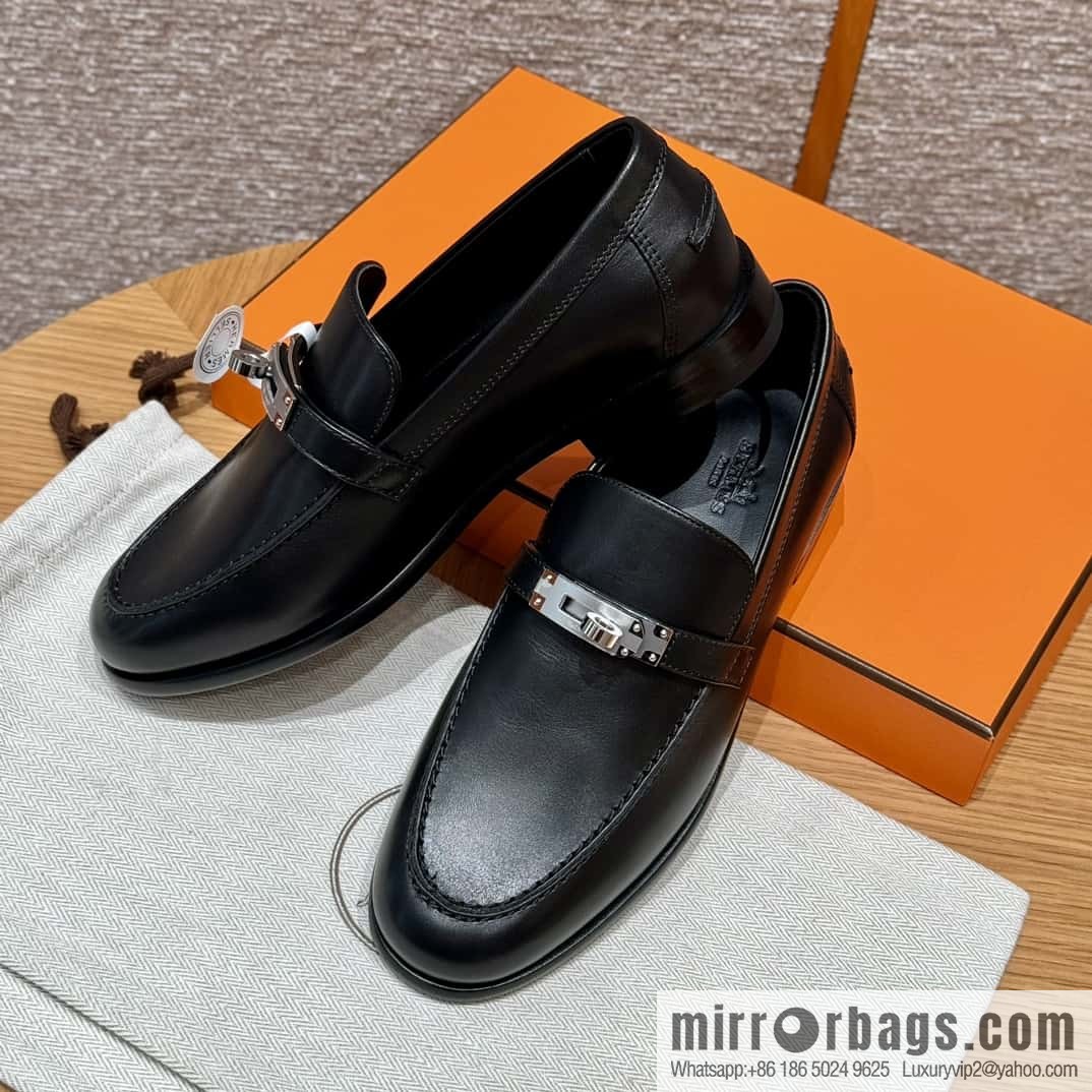 HERMES 227Destin loafers, black/ck89/Black calfskin/calfskin