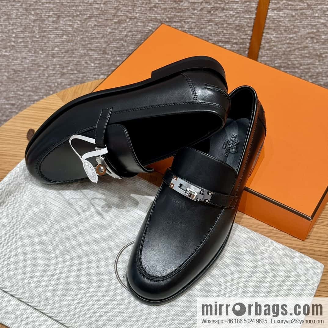 HERMES 227Destin loafers, black/ck89/Black calfskin/calfskin