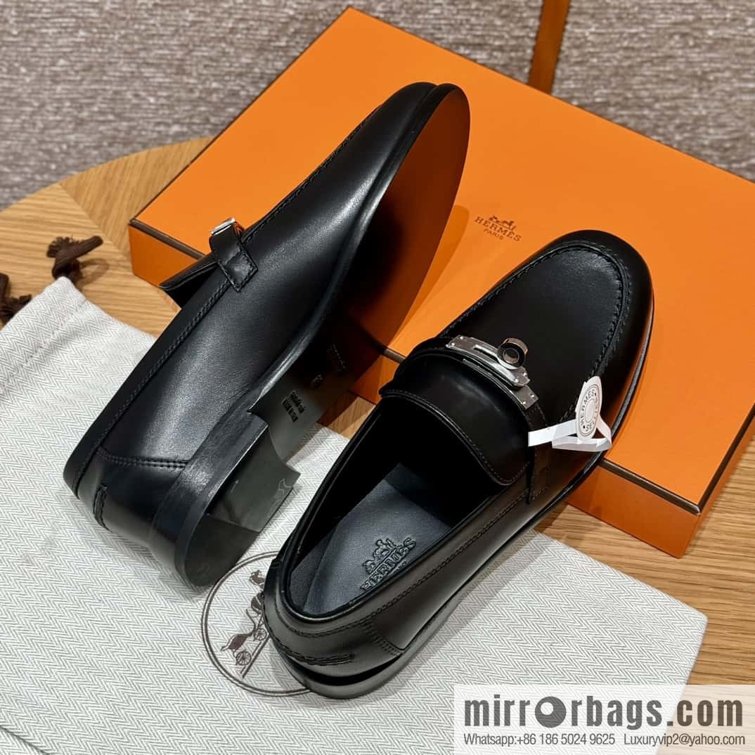 HERMES 227Destin loafers, black/ck89/Black calfskin/calfskin