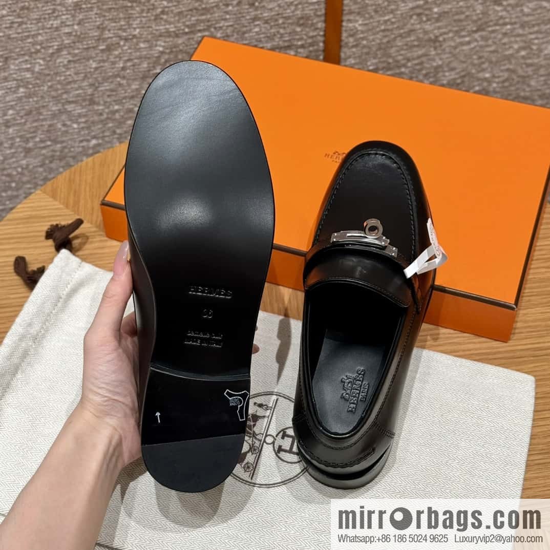 HERMES 227Destin loafers, black/ck89/Black calfskin/calfskin