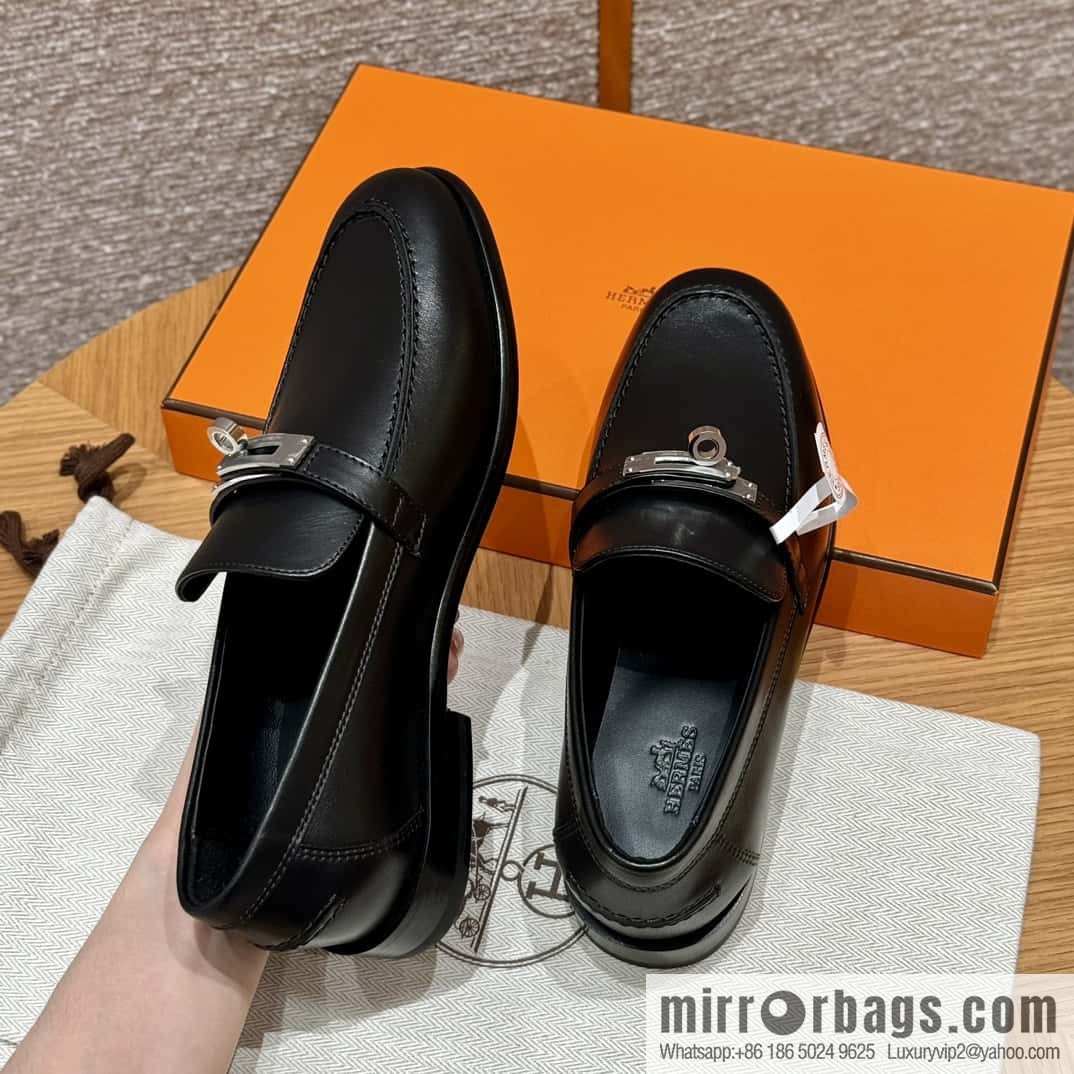 HERMES 227Destin loafers, black/ck89/Black calfskin/calfskin