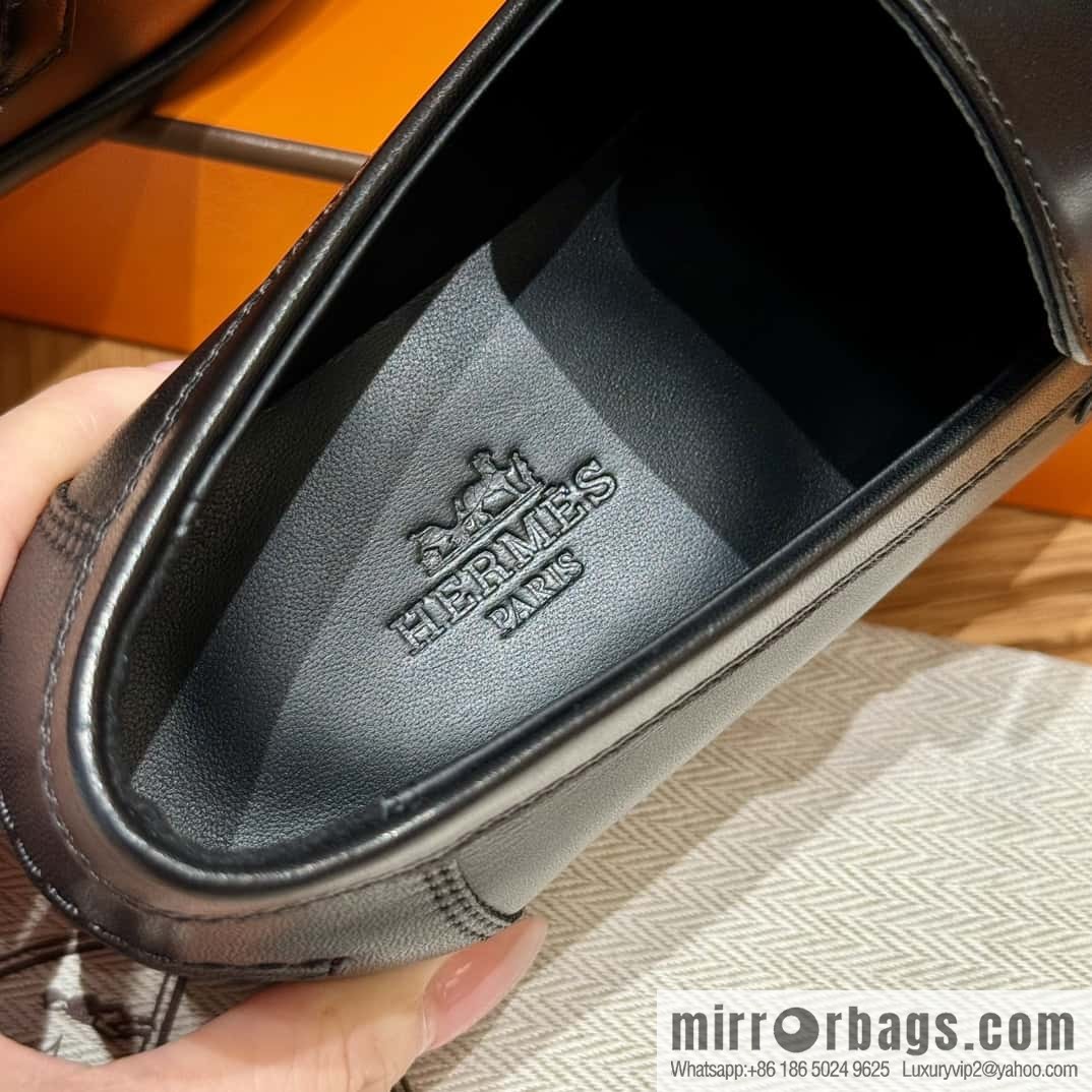 HERMES 227Destin loafers, black/ck89/Black calfskin/calfskin