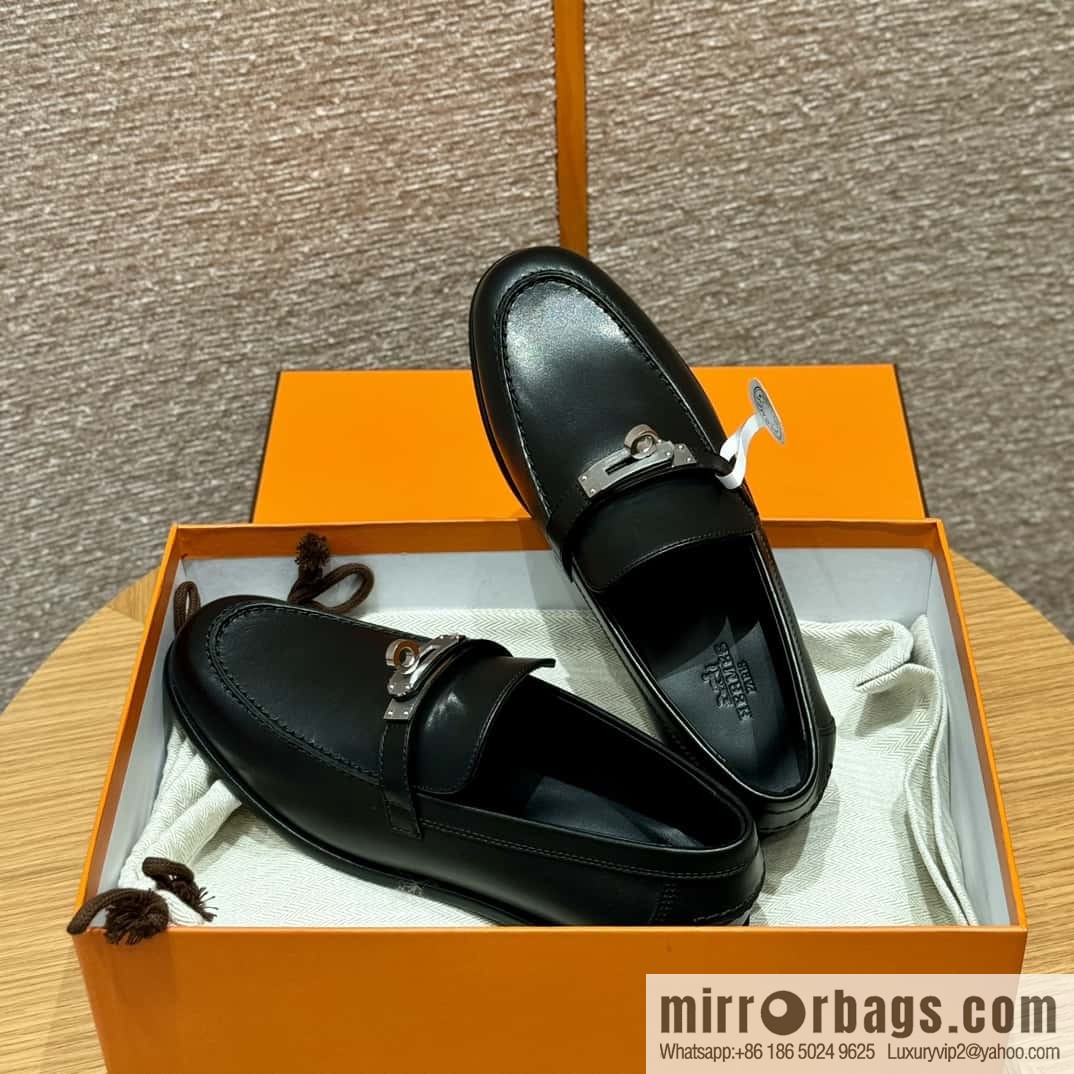 HERMES 227Destin loafers, black/ck89/Black calfskin/calfskin