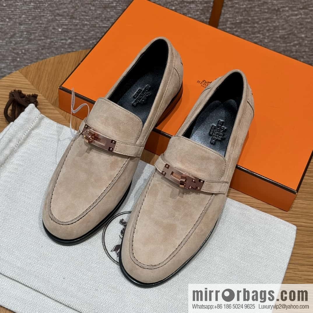 HERMES 227Destin loafers Clay beige/clay beige, suede/Chamois leather