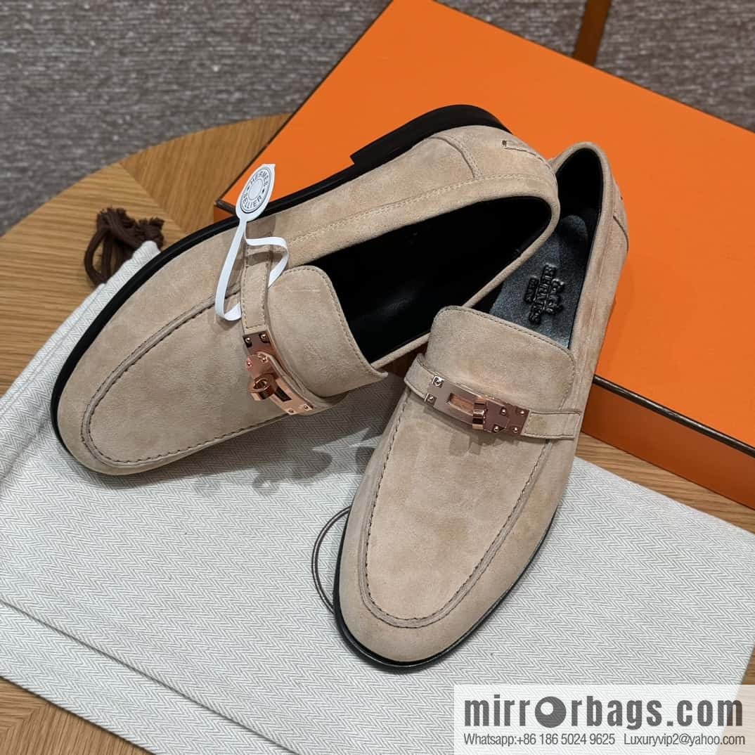 HERMES 227Destin loafers Clay beige/clay beige, suede/Chamois leather