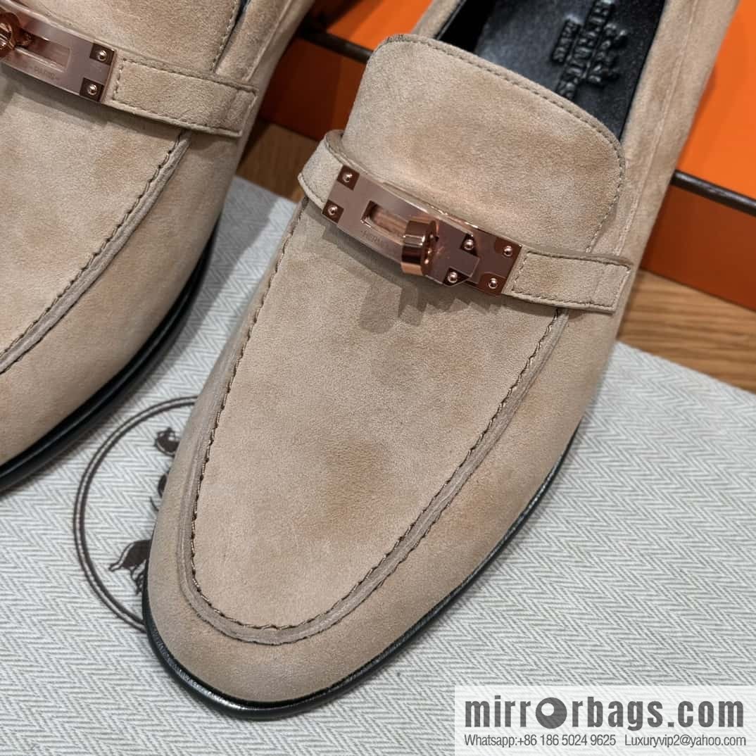 HERMES 227Destin loafers Clay beige/clay beige, suede/Chamois leather