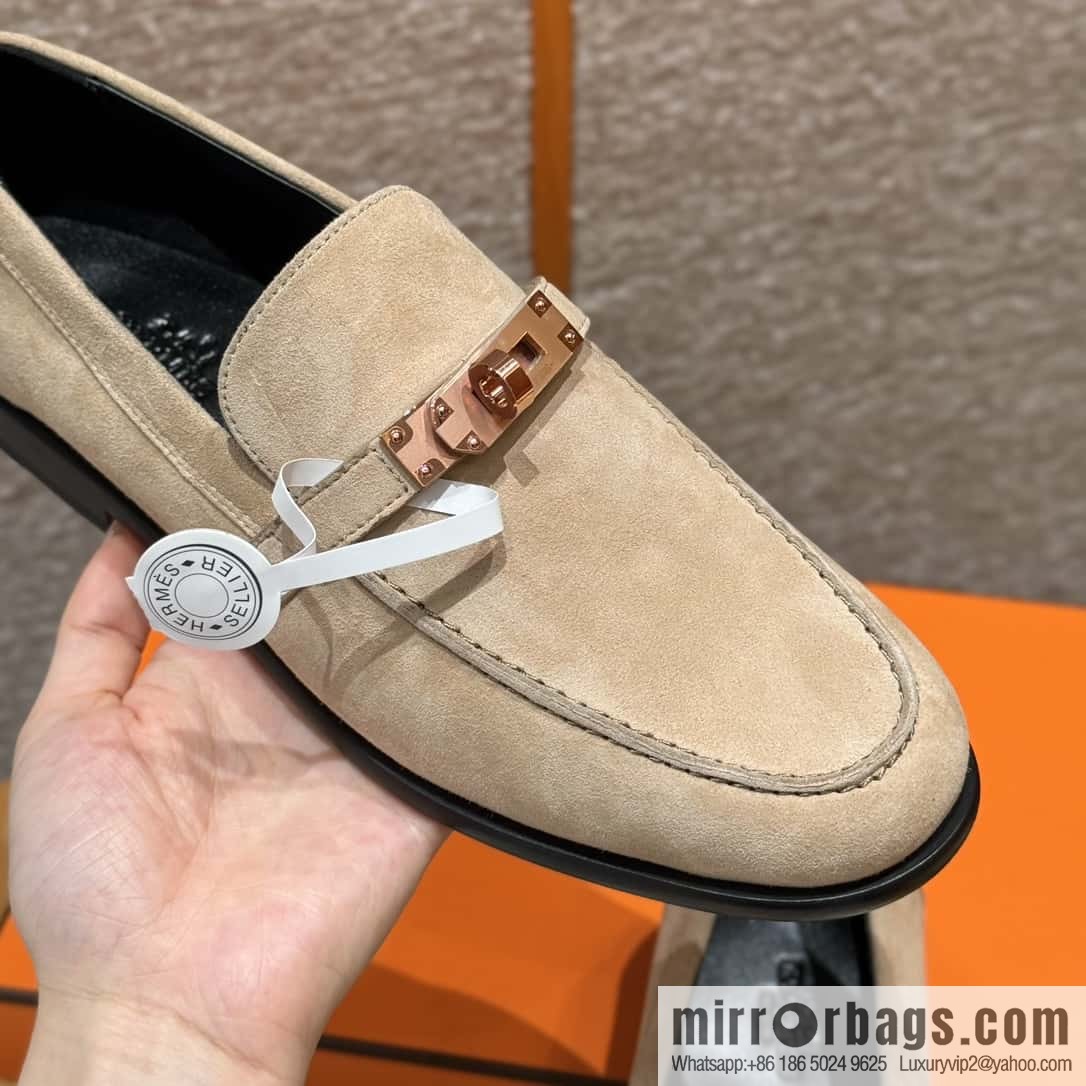 HERMES 227Destin loafers Clay beige/clay beige, suede/Chamois leather