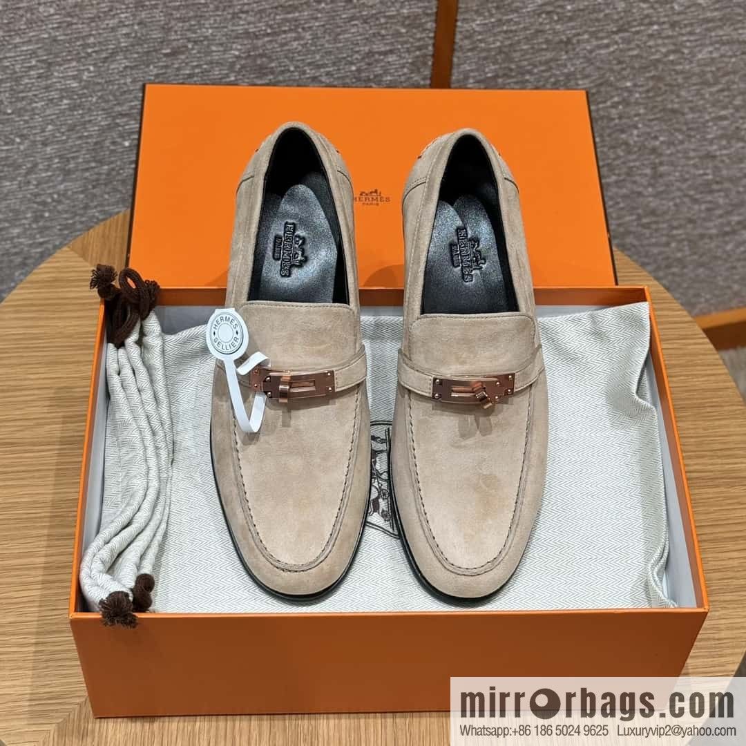 HERMES 227Destin loafers Clay beige/clay beige, suede/Chamois leather