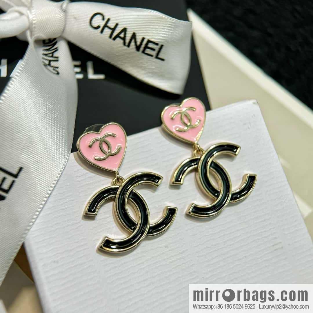 New ☑️ CHANEL double C peach heart love, earrings stud earrings