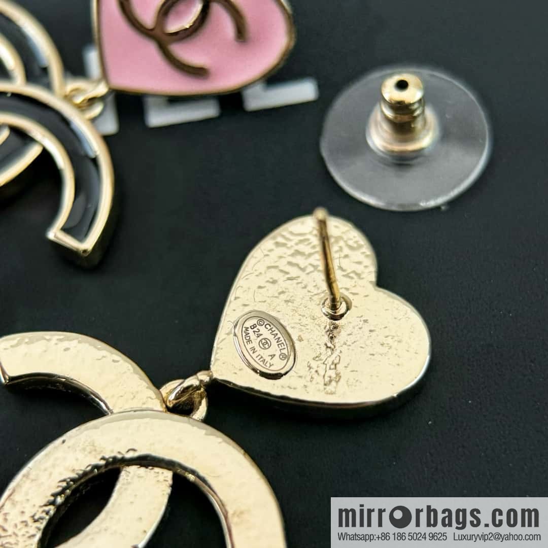 New ☑️ CHANEL double C peach heart love, earrings stud earrings