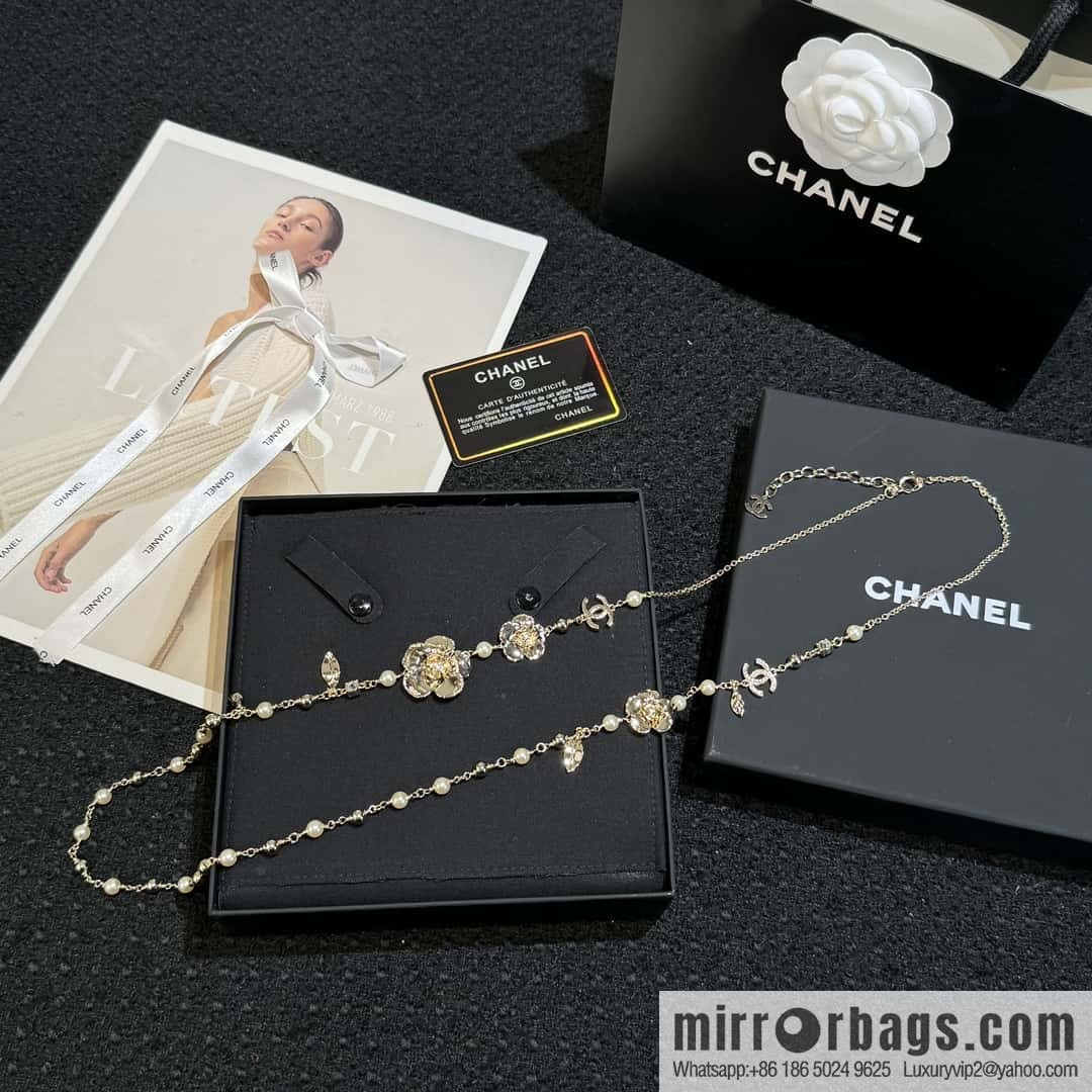 ❗️New ❗️☀️ New ☑️ Chanel Golden Camellia Double C Sweater Chain Long Necklace ☀️