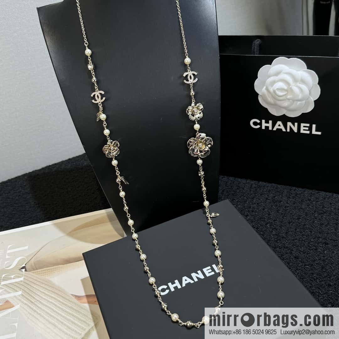 ❗️New ❗️☀️ New ☑️ Chanel Golden Camellia Double C Sweater Chain Long Necklace ☀️