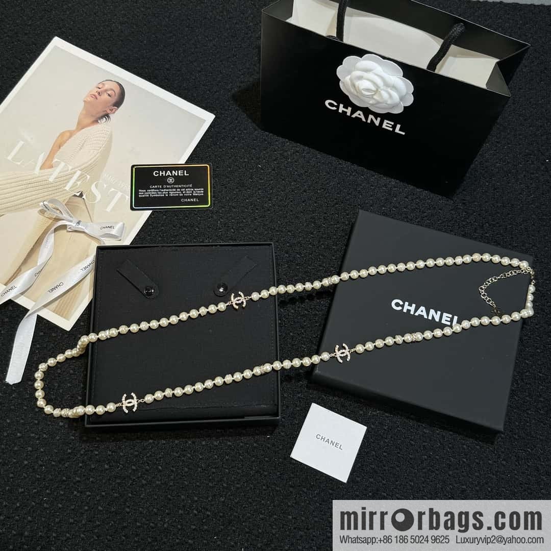 ❗️New ❗️☀️ New ☑️ Chanel 3 Double C Pearl Sweater Chain Necklace