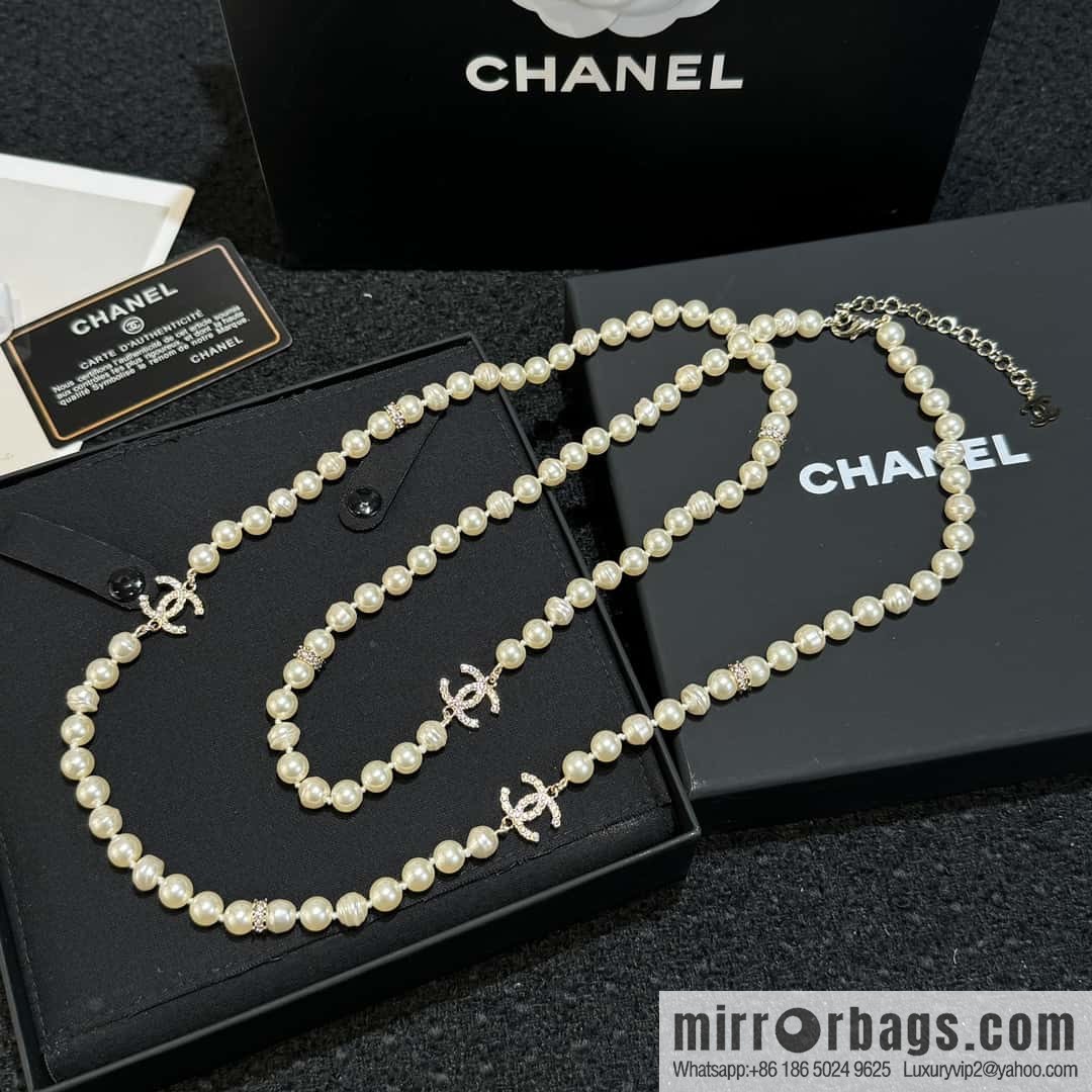 ❗️New ❗️☀️ New ☑️ Chanel 3 Double C Pearl Sweater Chain Necklace