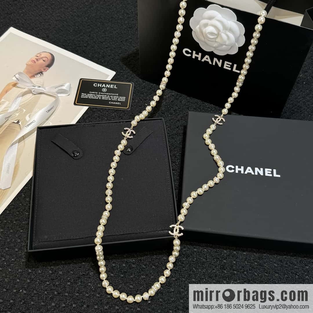 ❗️New ❗️☀️ New ☑️ Chanel 3 Double C Pearl Sweater Chain Necklace