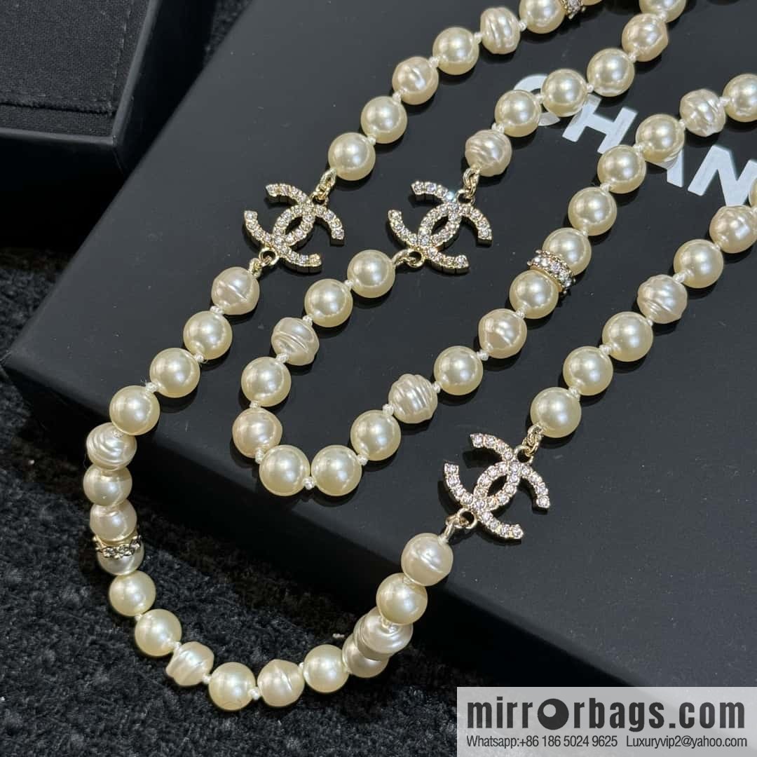 ❗️New ❗️☀️ New ☑️ Chanel 3 Double C Pearl Sweater Chain Necklace