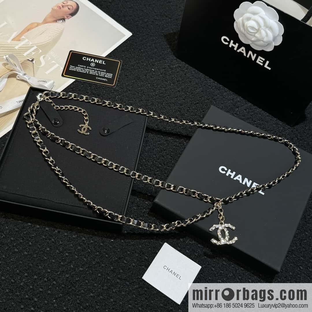 ❗️New ❗️ ☀️ New ☑️ Chanel Double C Black Leather Rope Belt Waist Chain ☀️